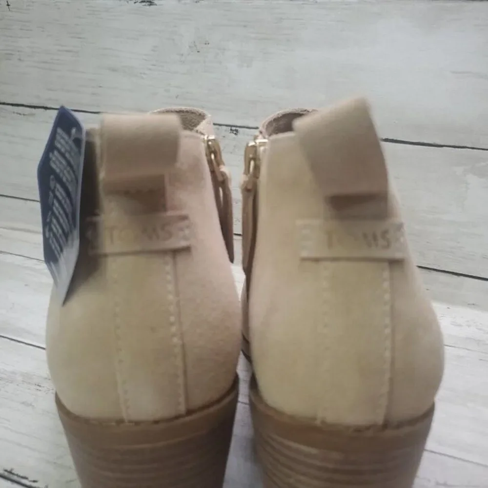 Tom's Lea Sand Suede Block Heel Ankle Boots Bootie US 10W NWT - Picture 14 of 14